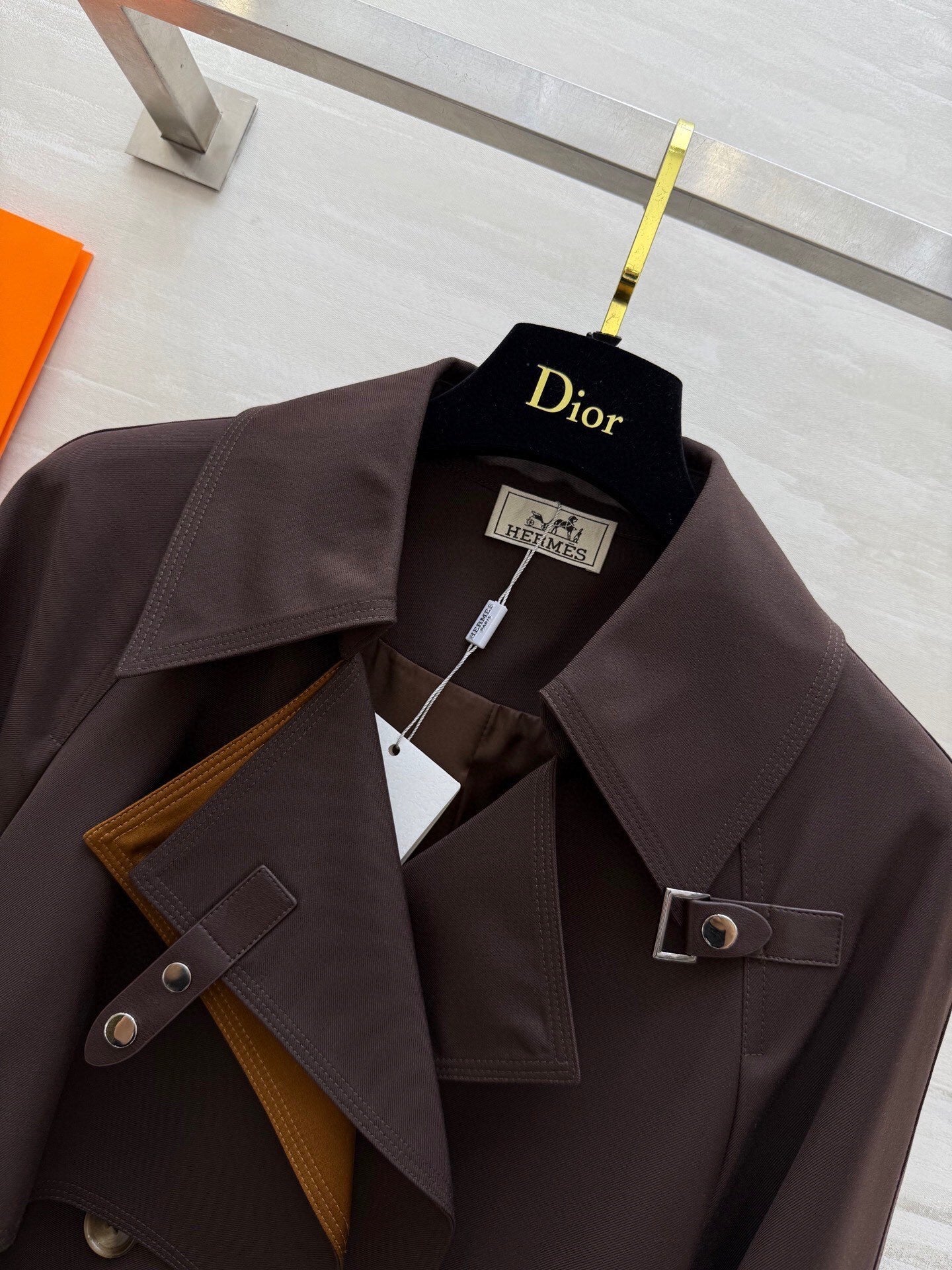 BELTED LONG TRENCH COAT WITH ASYMMETRIC FRONT DETAIL