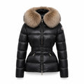 FUR COLLAR BELTED PUFFER
