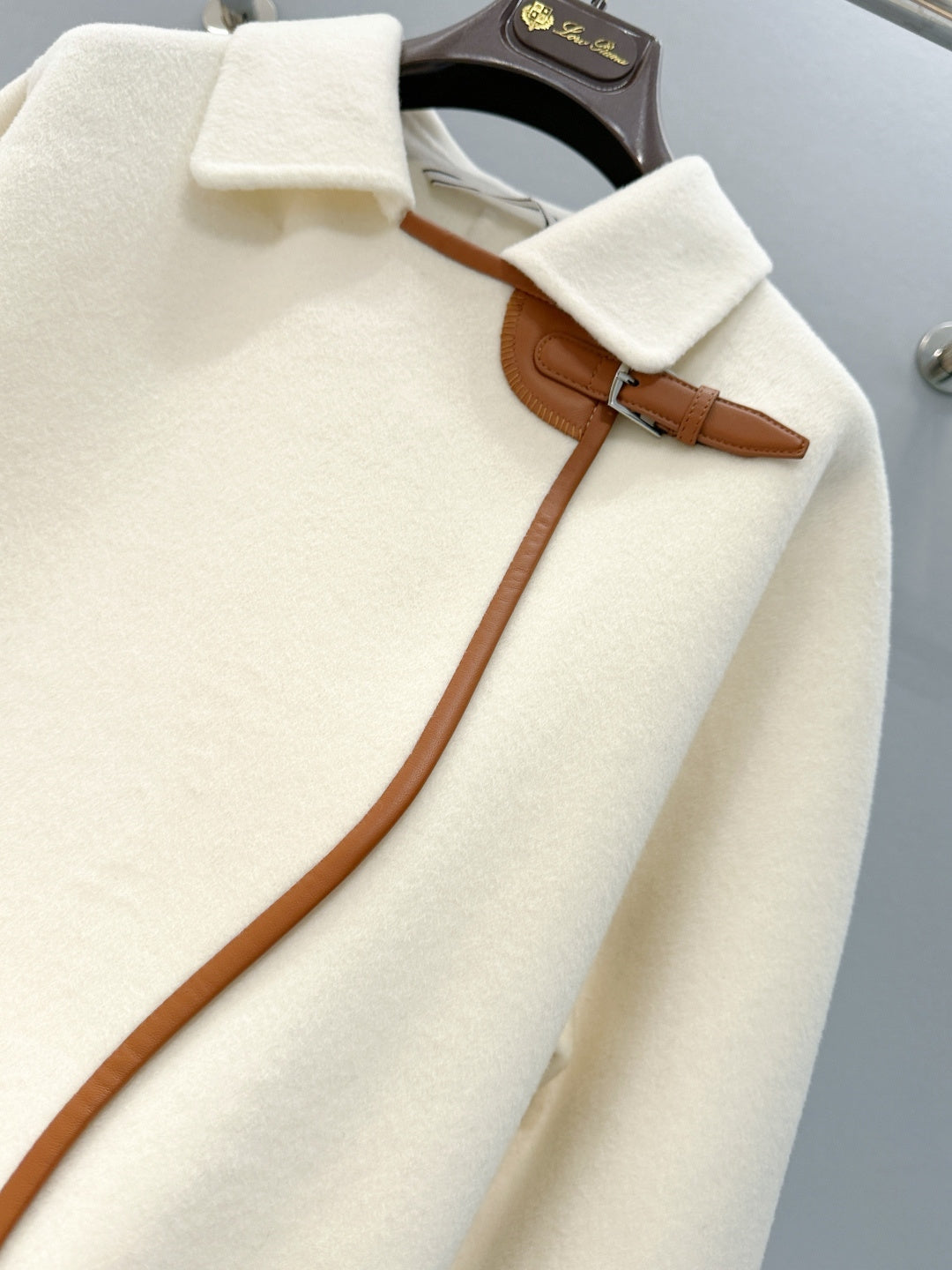 BELTED WOOL BLEND JACKET WITH ASYMMETRIC FRONT DETAIL