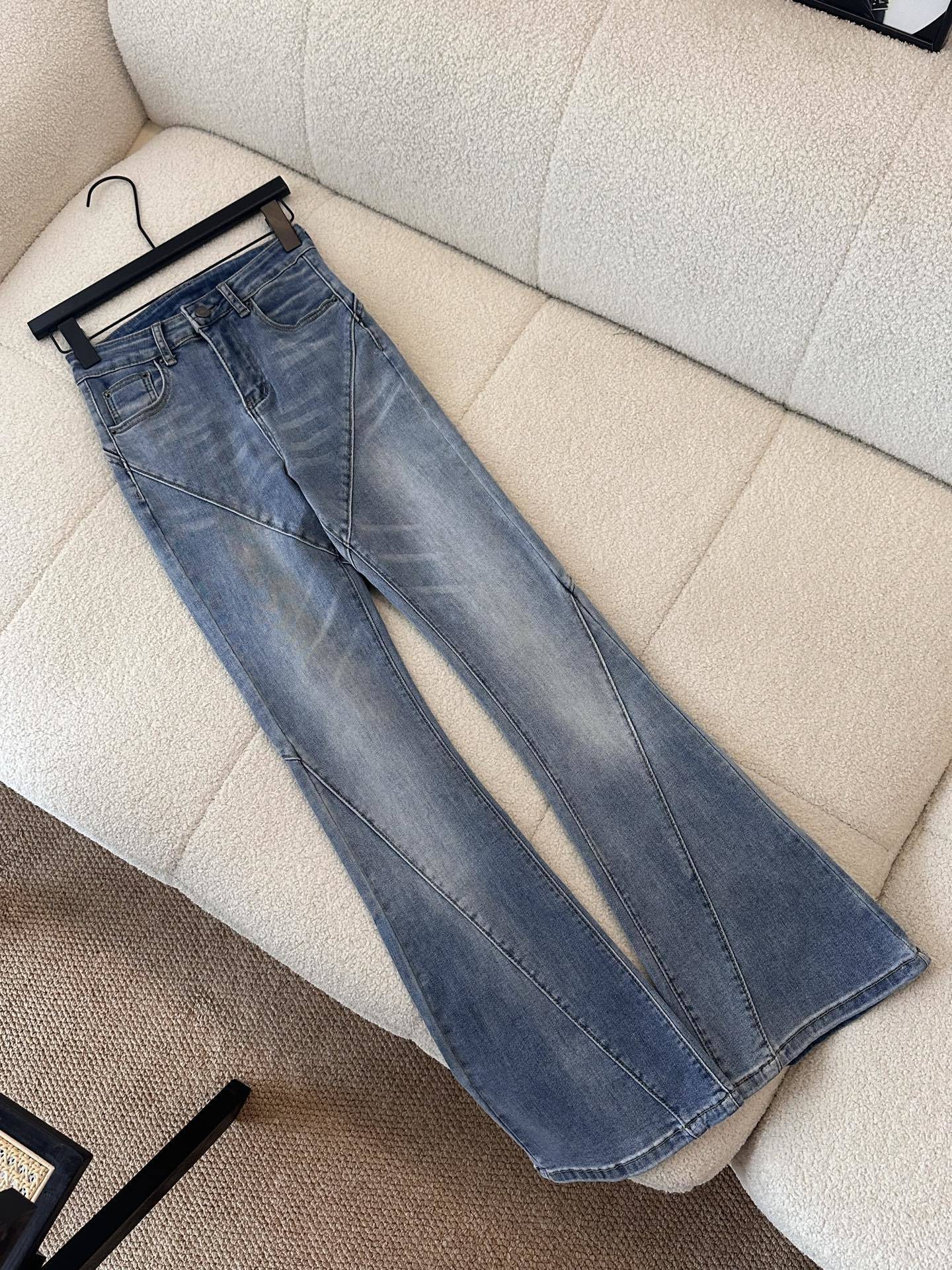 PANELLED FLARE DENIM JEANS