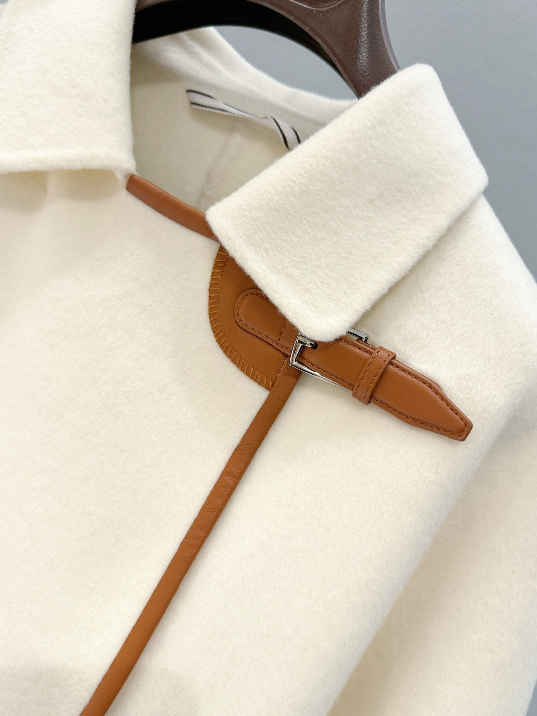 BELTED WOOL BLEND JACKET WITH ASYMMETRIC FRONT DETAIL