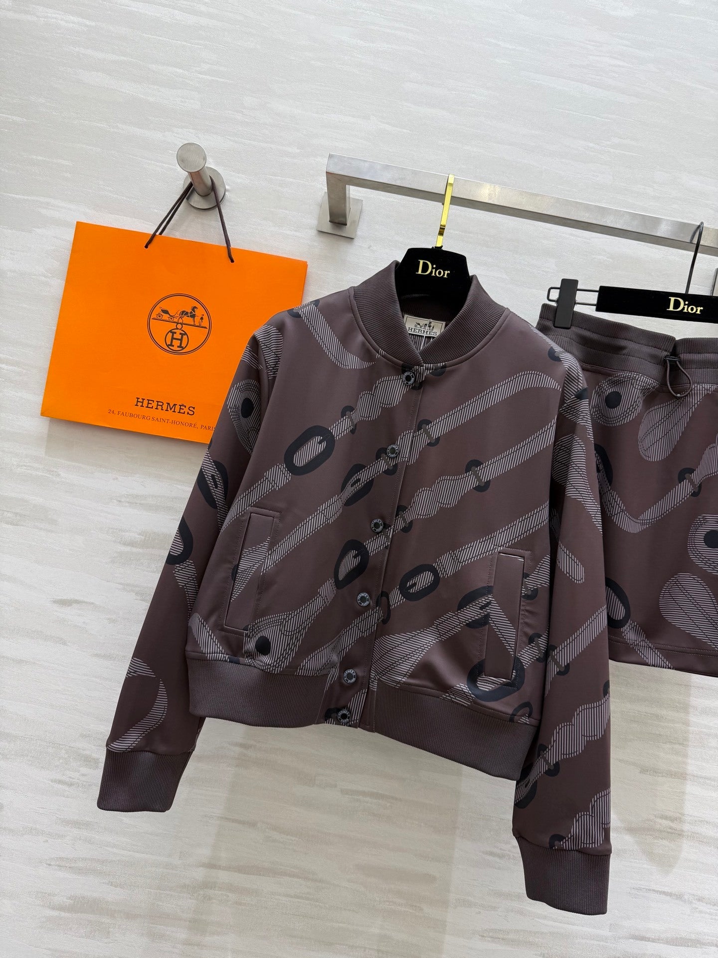 GRAPHIC PRINT BOMBER JACKET & MINI SKIRT SET