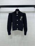 EMBELLISHED BUTTON KNIT CARDIGAN