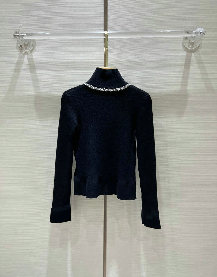 ZIP-UP KNIT TURTLENECK CARDIGAN