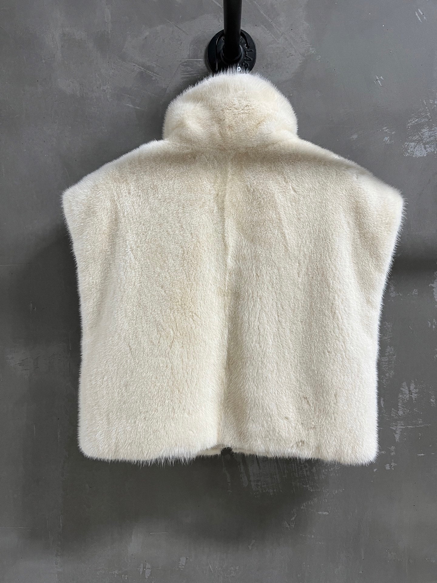 FAUX FUR ZIP-UP VEST WITH HIGH COLLAR