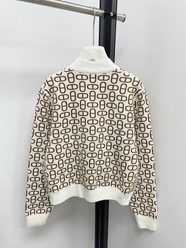 GEOMETRIC PRINT ZIP CARDIGAN
