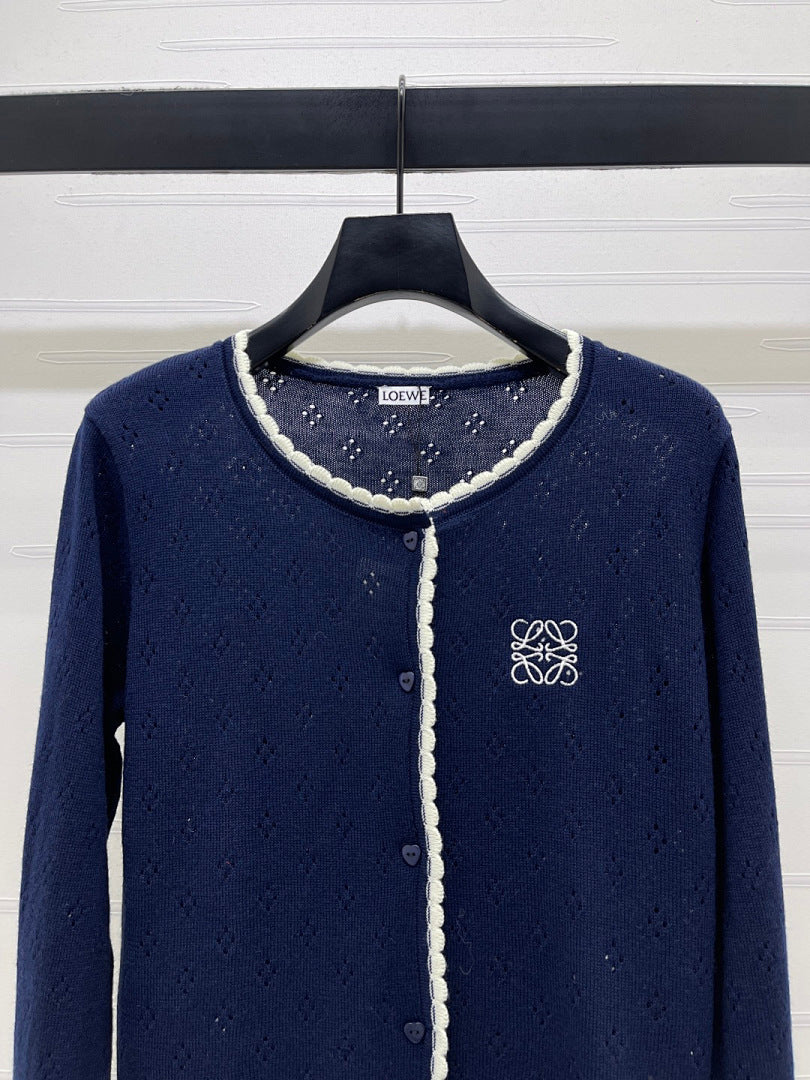 CONTRAST TRIM KNIT CARDIGAN