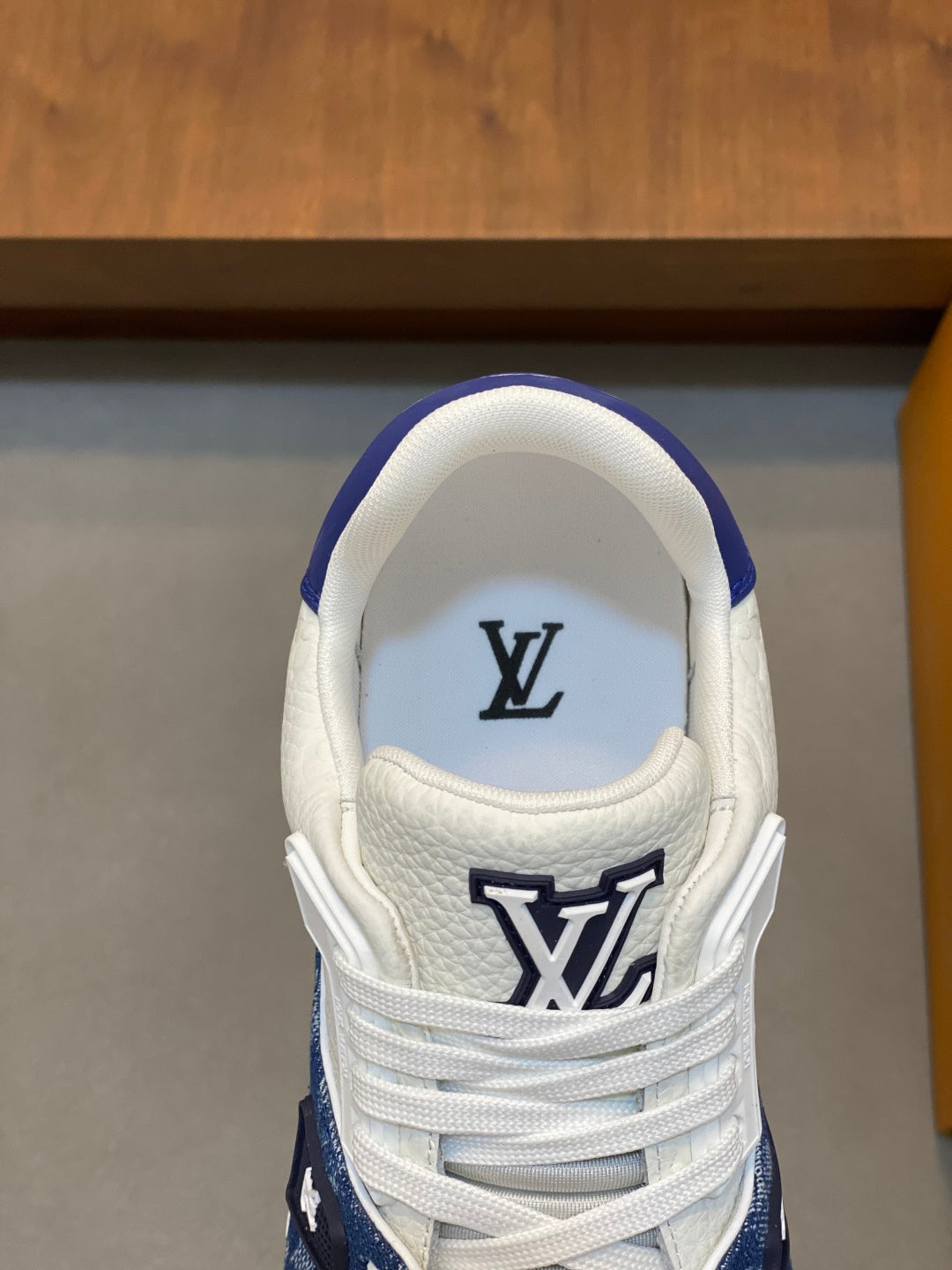 WHITE & BLUE MONOGRAM LOW-TOP SNEAKERS