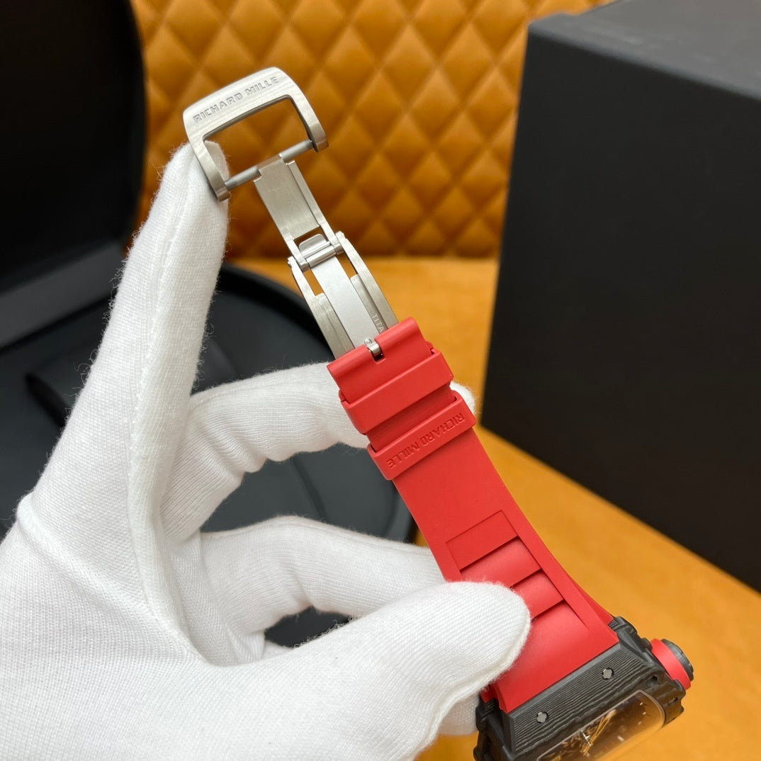 SKELETON SPORT LUXURY RED STRAP WATCH