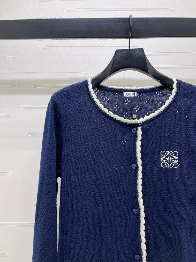 CONTRAST TRIM KNIT CARDIGAN