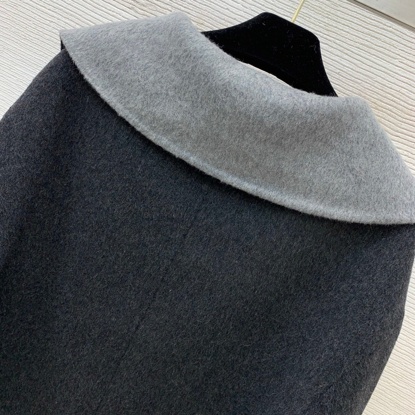 CHARCOAL WOOL-BLEND CROPPED ZIP JACKET