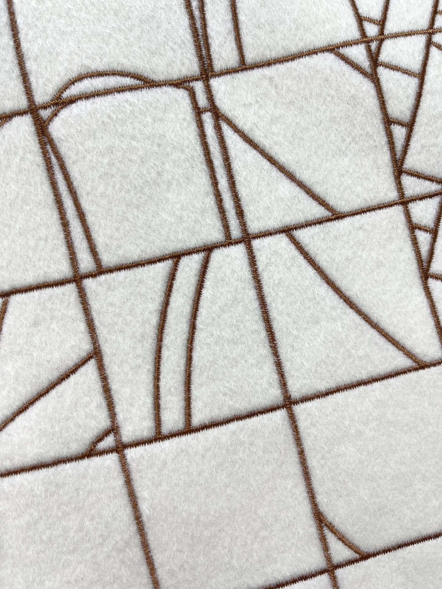 GEOMETRIC PATTERN ZIP JACKET WITH LEATHER TRIM