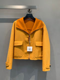 SAFFRON CROPPED WOOL JACKET WITH ZIP FRONT & OVERSIZED COLLAR