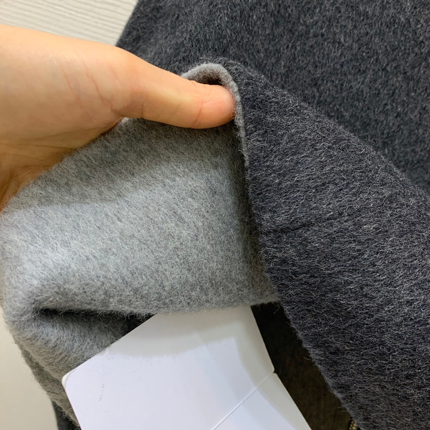 CHARCOAL WOOL-BLEND CROPPED ZIP JACKET