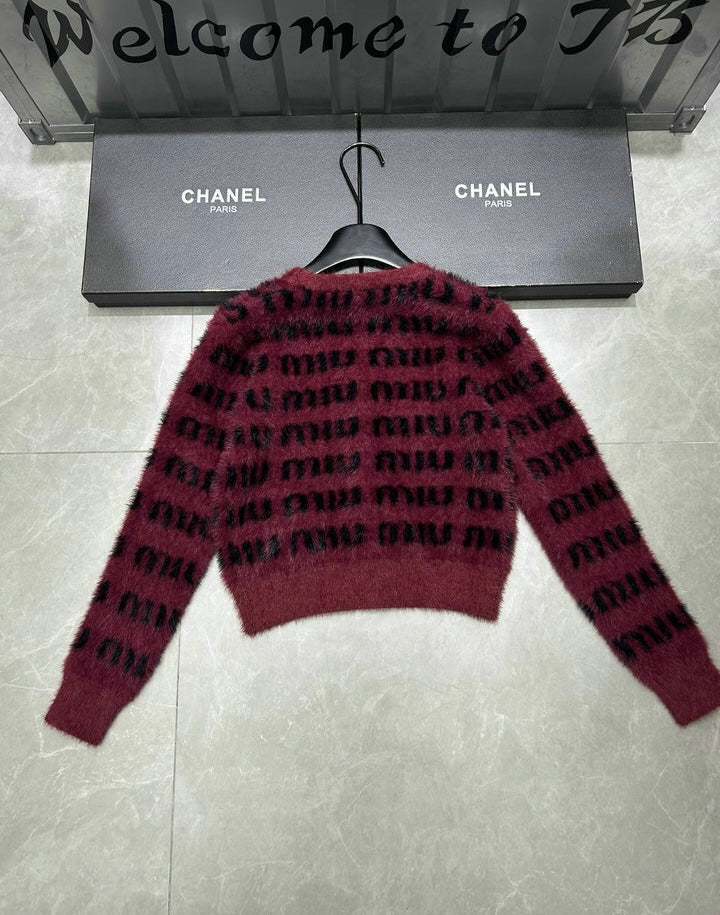 FUZZY LOGO KNIT CARDIGAN