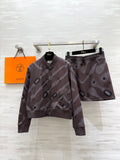 GRAPHIC PRINT BOMBER JACKET & MINI SKIRT SET