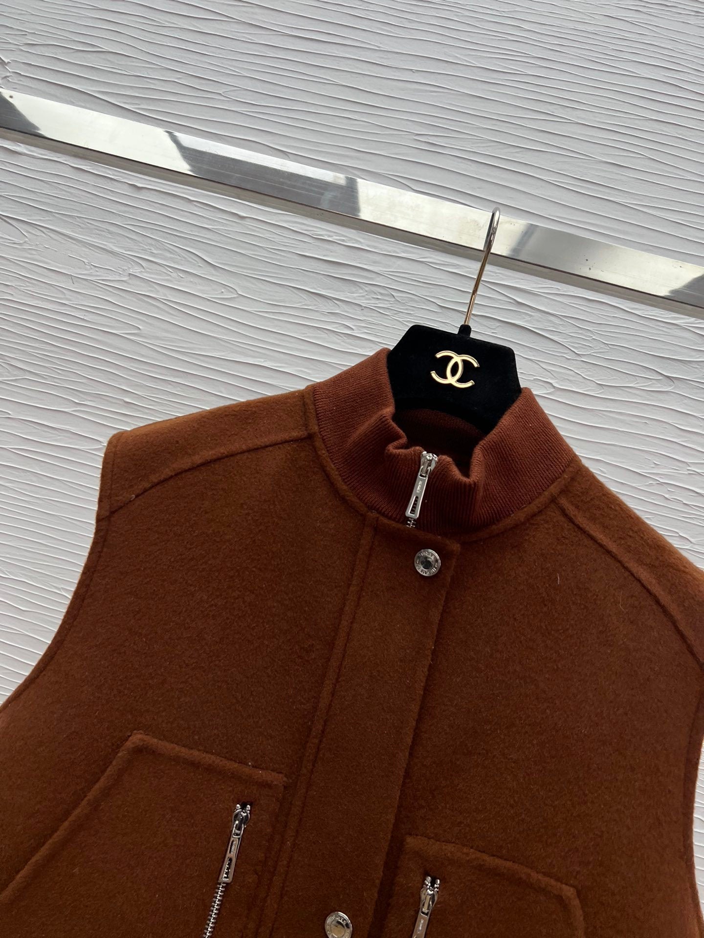 WOOL-BLEND ZIP-POCKET UTILITY VEST