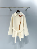 BELTED WOOL BLEND JACKET WITH ASYMMETRIC FRONT DETAIL