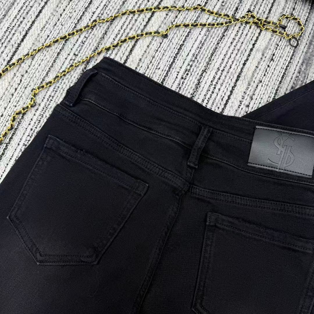 HIGH-WAIST BRAID DETAIL SKINNY JEANS – BLACK