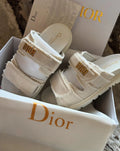 CREAM FRAYED CANVAS DOUBLE STRAP SANDALS