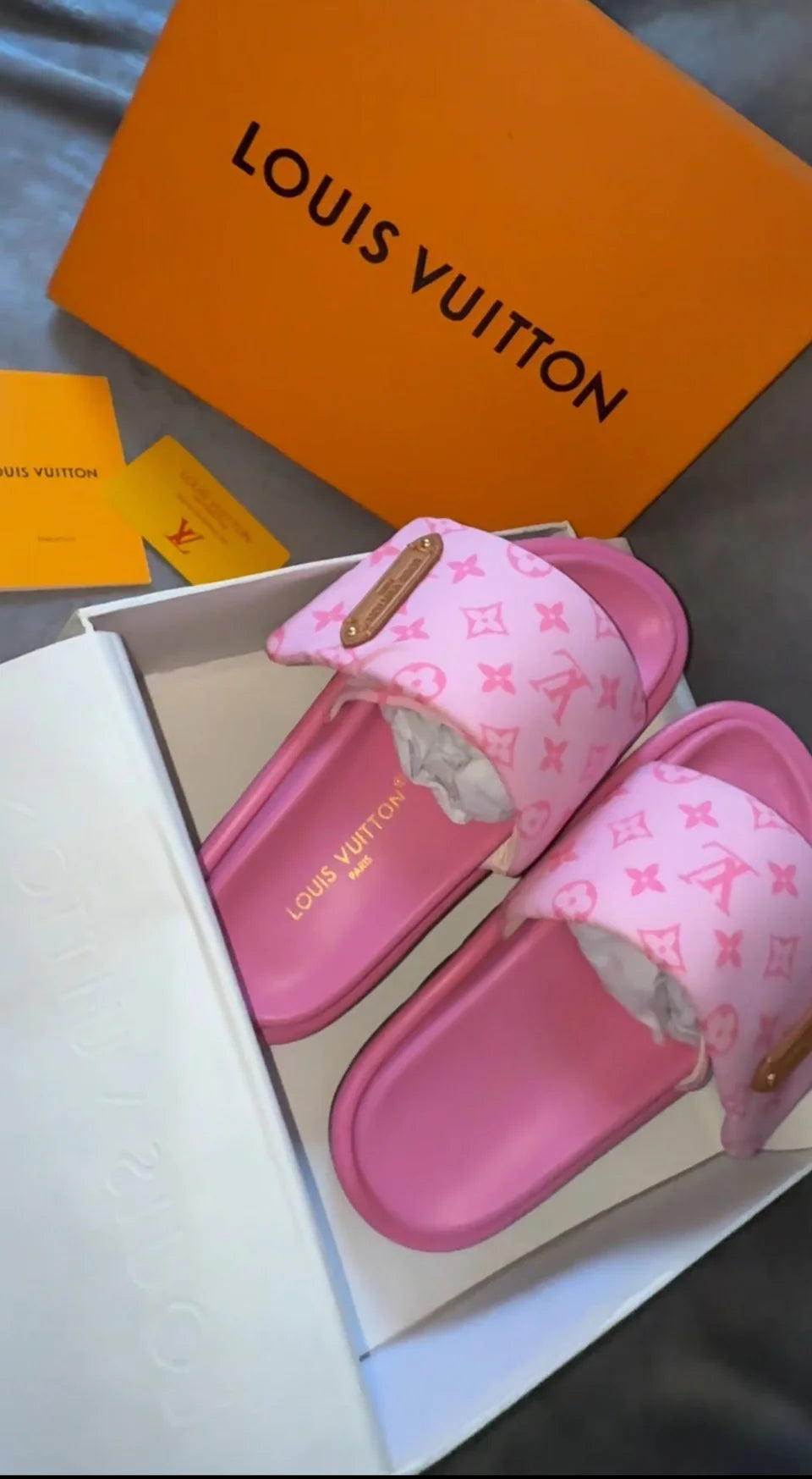 PINK MONOGRAM PILLOW SLIDE SANDALS