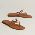 MINIMALIST TAN STRAPPY TOE LOOP SANDALS