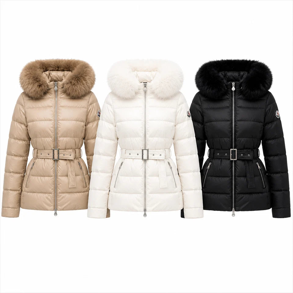 BELTED FUR PUFFER