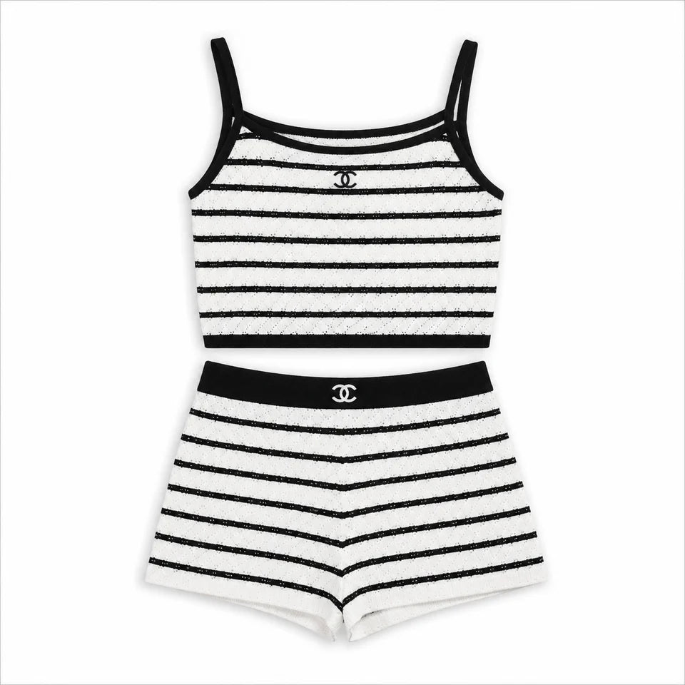 STRIPED KNIT SHORT SET