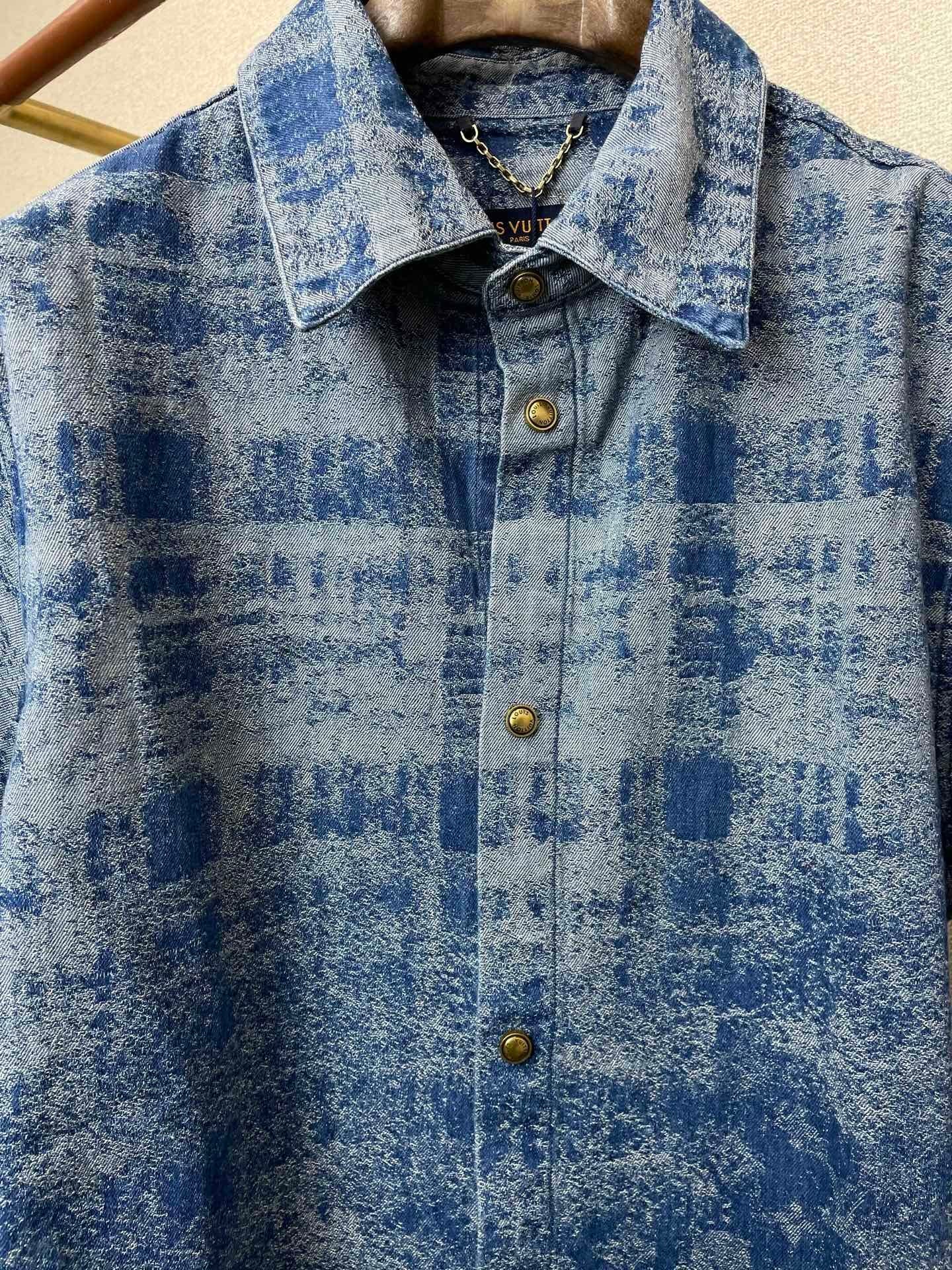 DENIM PRINT SHORT-SLEEVE SHIRT & MATCHING SHORTS SET