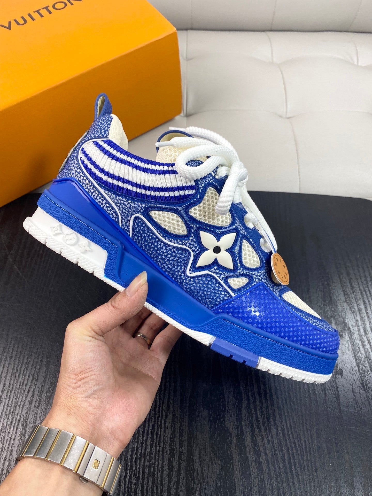 BLUE & CREAM CHUNKY SNEAKERS