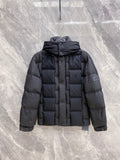 BLACK PADDED PUFFER JACKET WITH HOODED COLLAR
