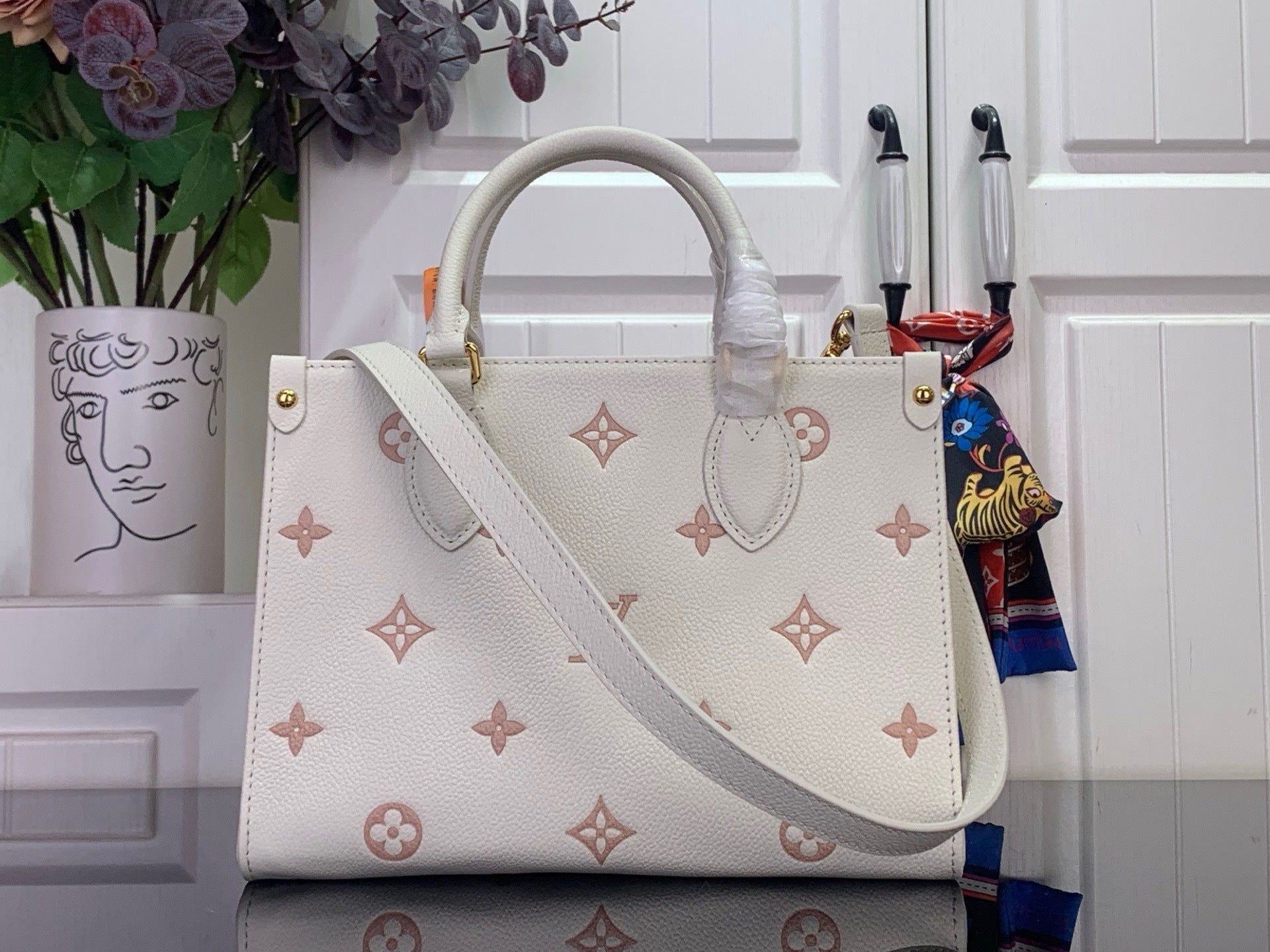 MONOGRAM DETAIL TOP HANDLE BAG