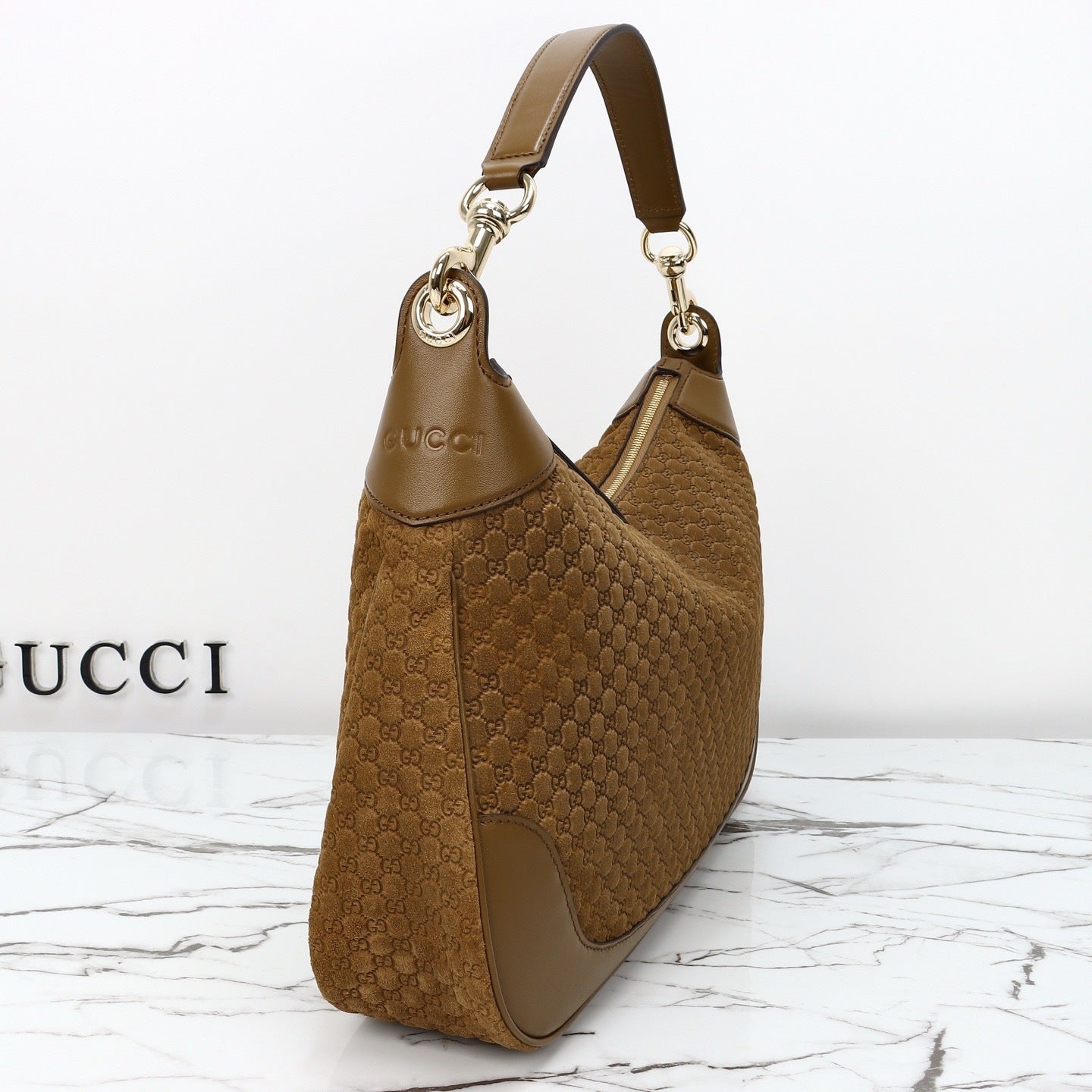 MONOGRAM SUEDE HOBO SHOULDER BAG