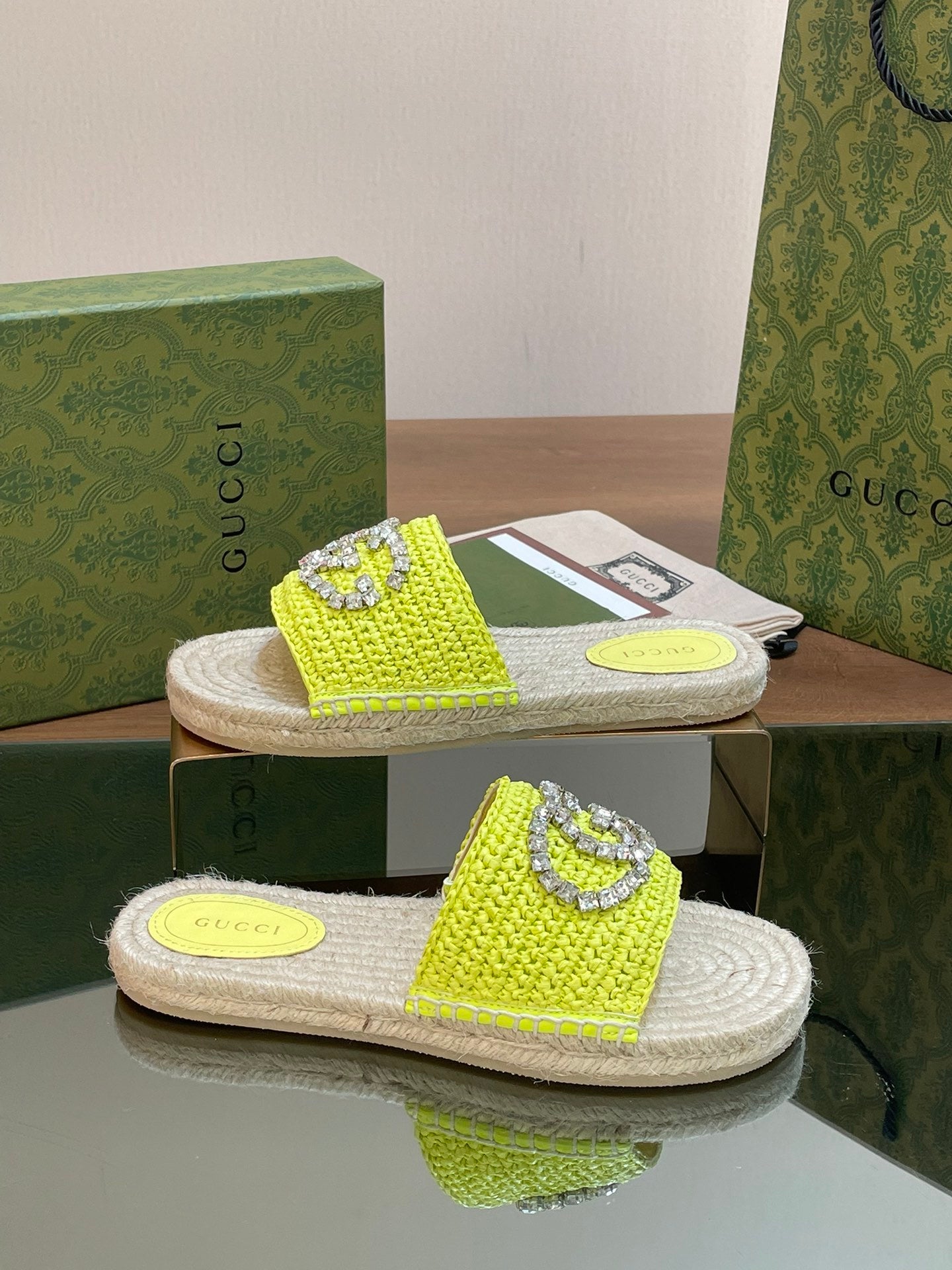 BRAIDED PLATFORM SLIDE SANDALS – NEON LIME