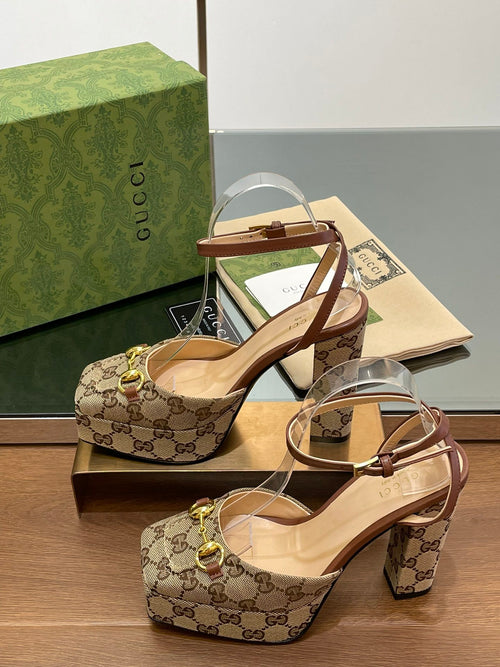 BEIGE PLATFORM STRAPPY HEEL SANDALS