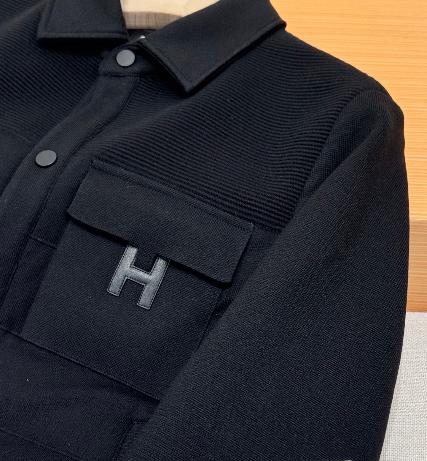 QUILTED PANEL BUTTON JACKET WITH TEXTURED DETAILS