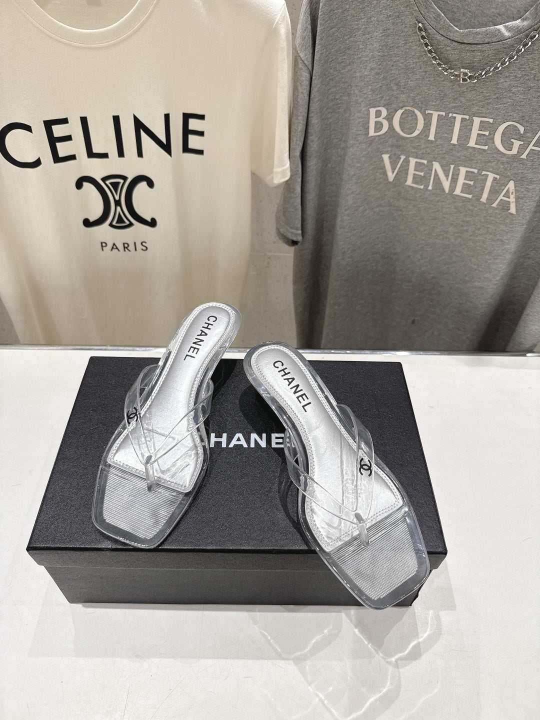 CLEAR MINIMALIST HEEL SANDALS