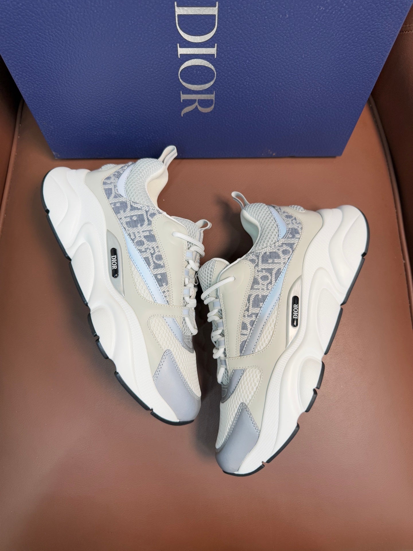 WHITE & GREY MONOGRAM CHUNKY DESIGNER SNEAKERS