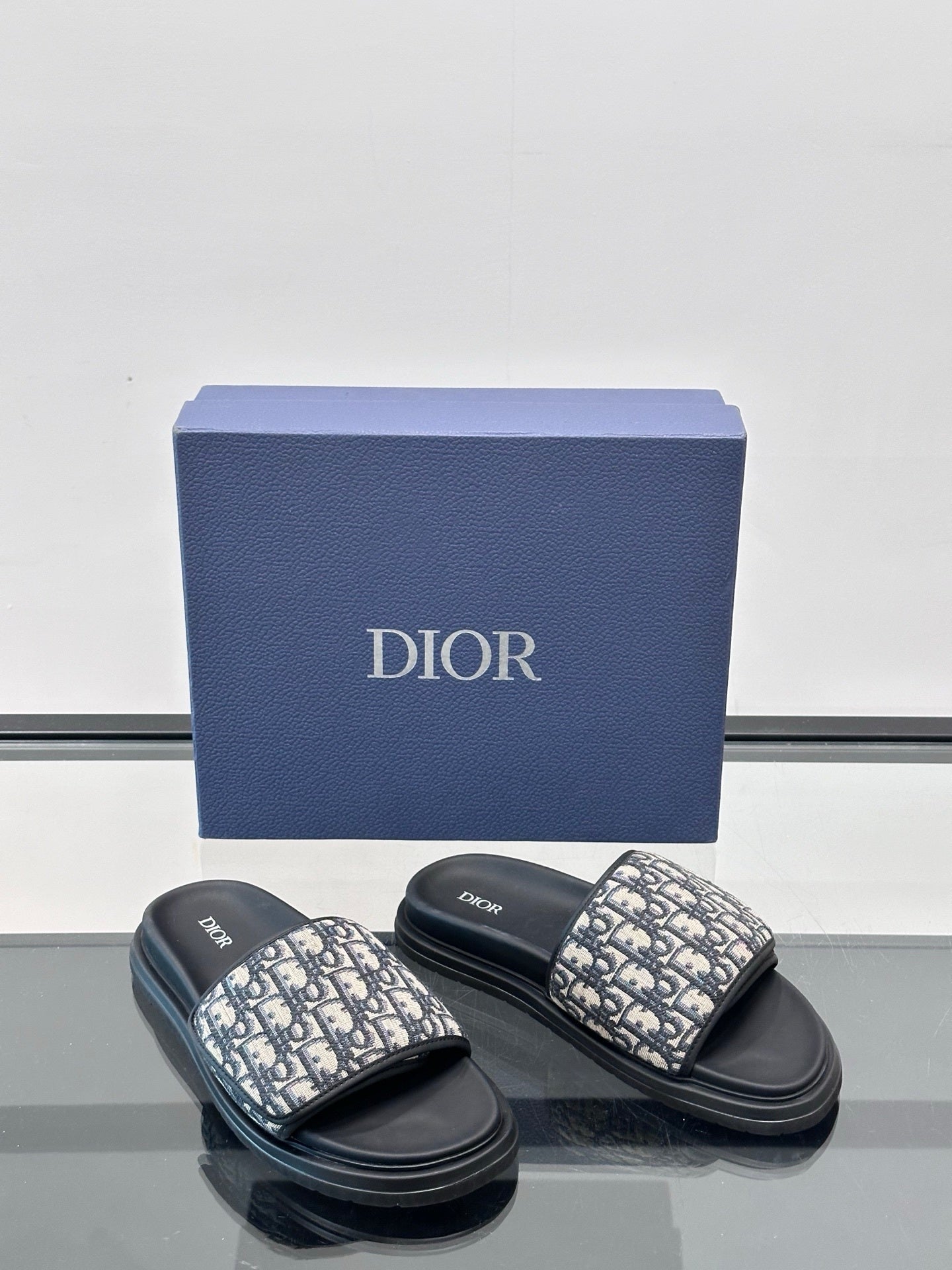 DESIGNER MONOGRAM SLIDE SANDALS