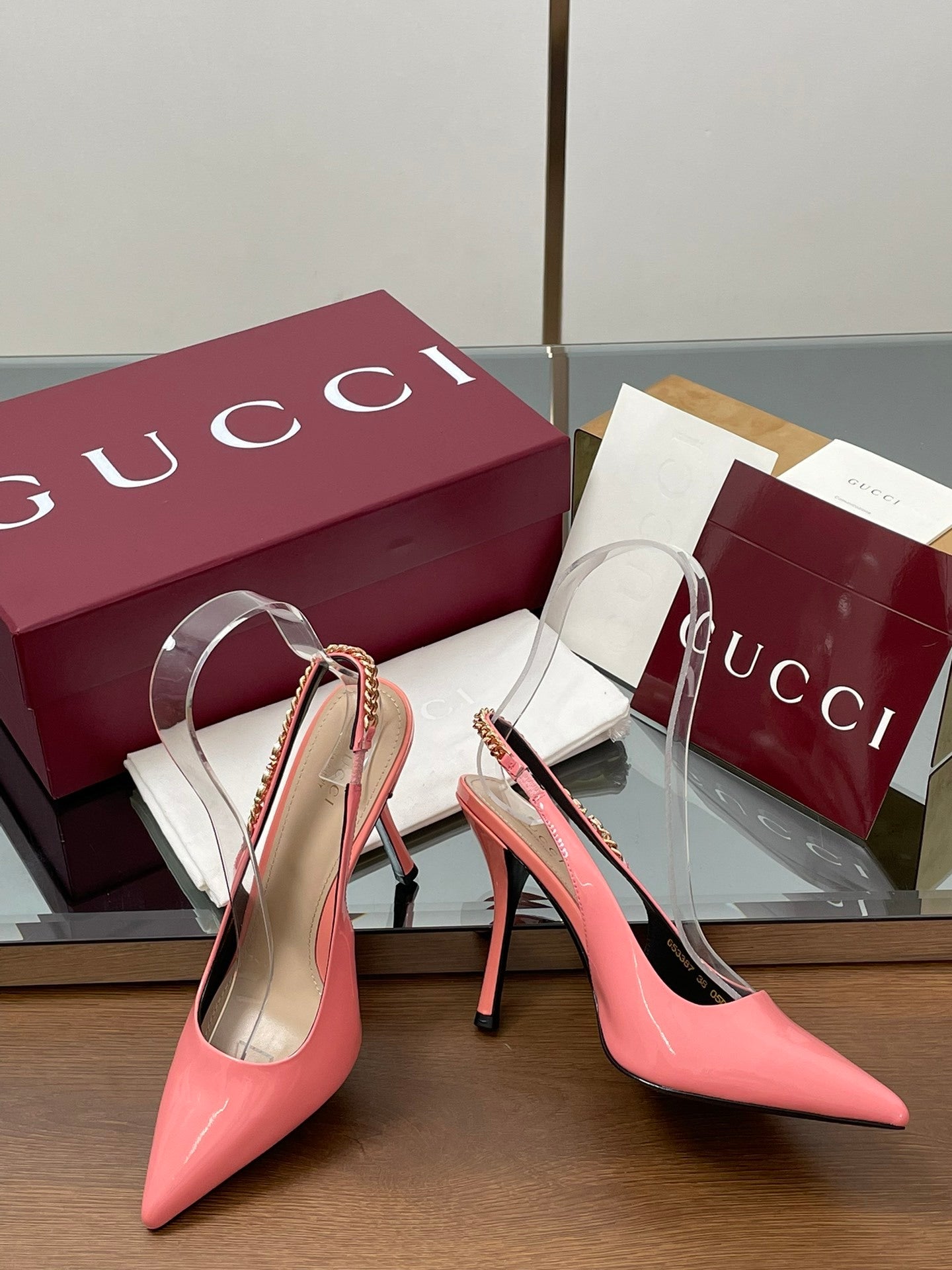 PINK PATENT SLINGBACK HEELS