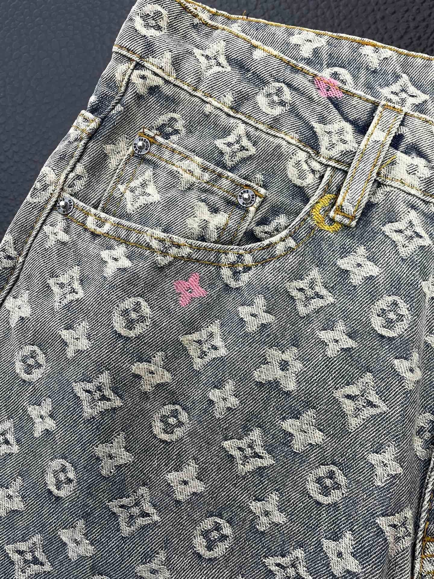 MONOGRAM JACQUARD STRAIGHT-LEG DENIM JEANS