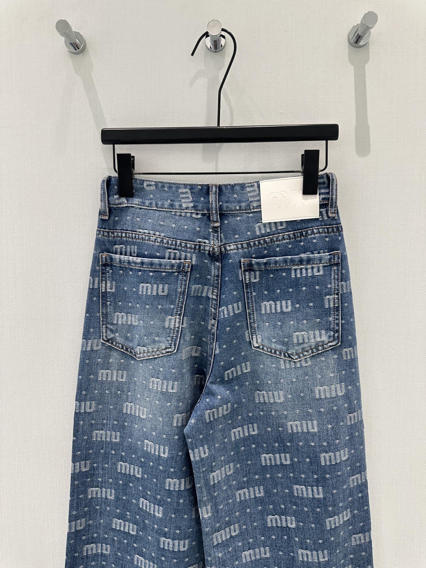 LOGO PRINT WIDE LEG DENIM JEANS