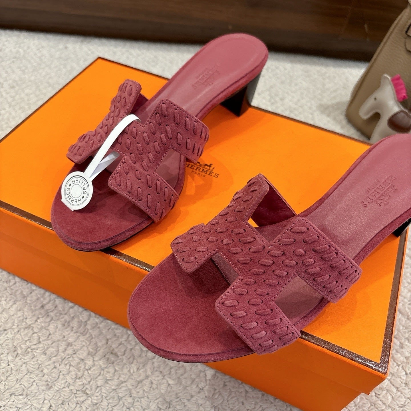 ROSE SUEDE HEELED SLIDE SANDALS