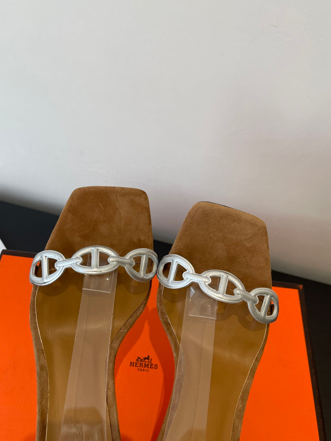 CAMEL SUEDE ANKLE STRAP STILETTO SANDALS