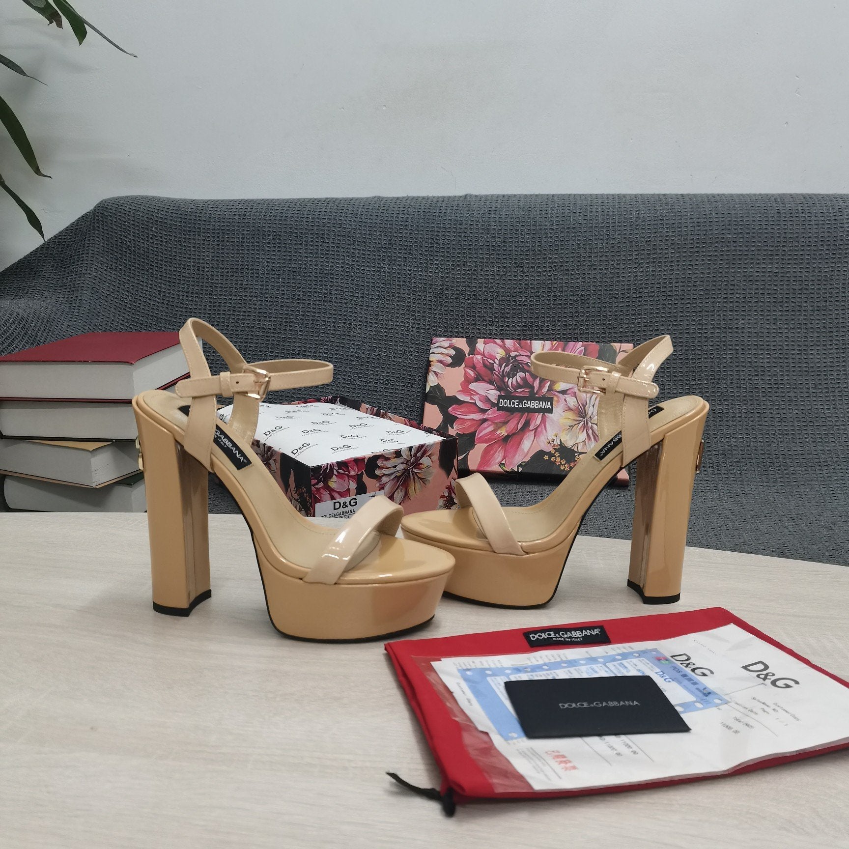 NUDE PATENT PLATFORM STRAPPY HEEL SANDALS
