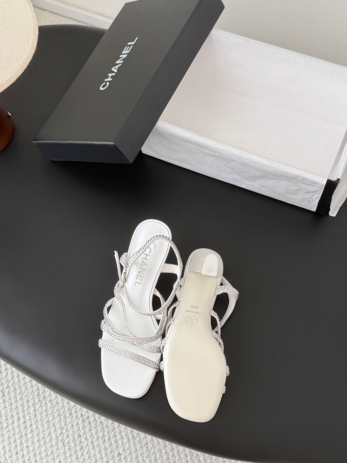 WHITE STRAPPY HEEL SANDALS