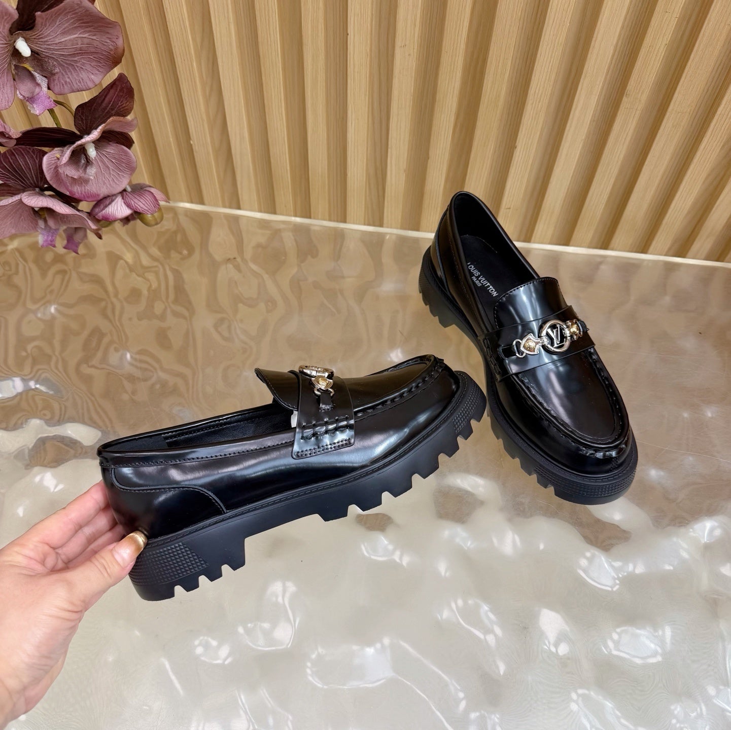 BLACK CHUNKY SOLE DESIGNER LOAFERS