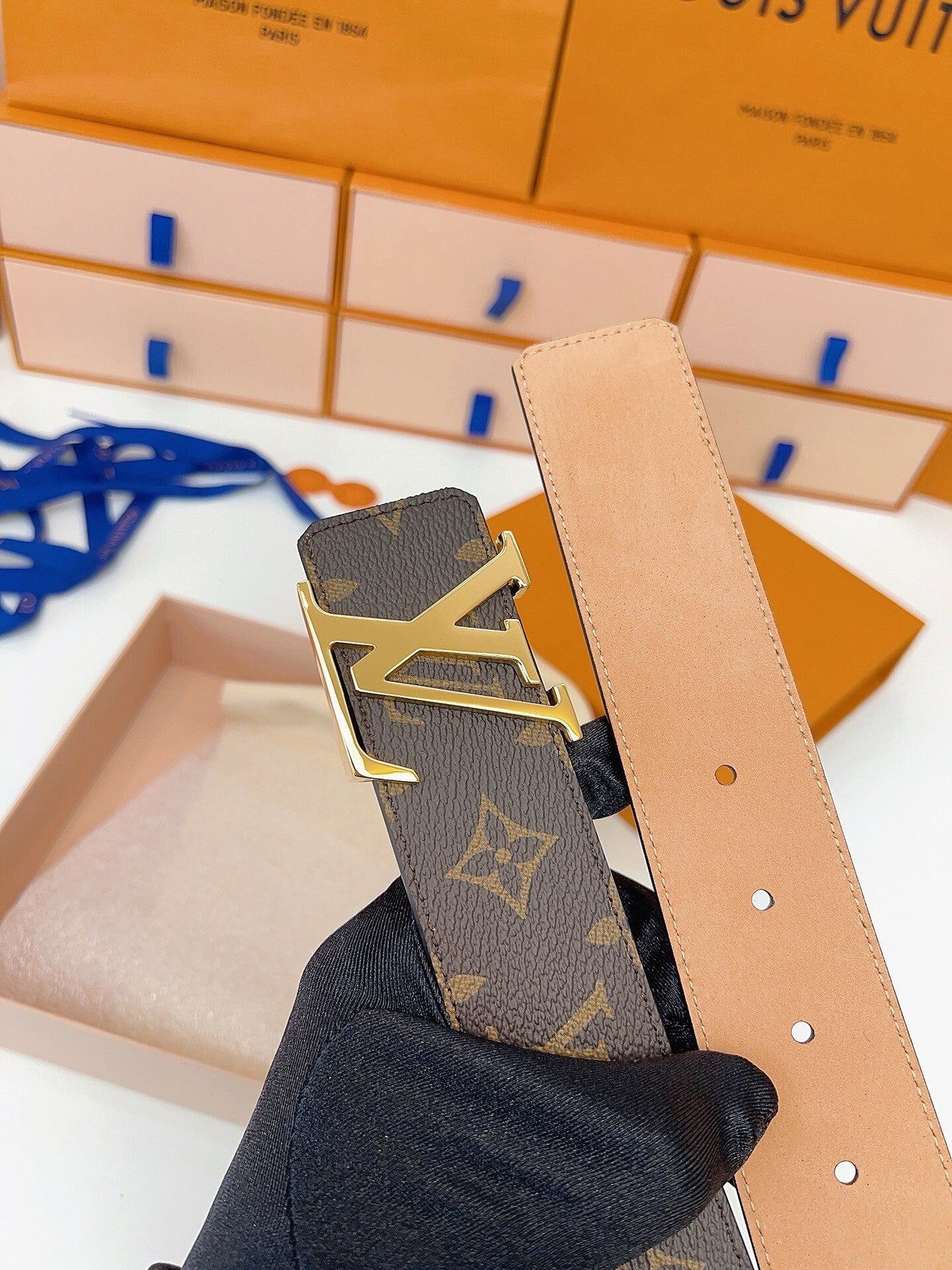 CLASSIC MONOGRAM BELT – GOLD BUCKLE EDITION