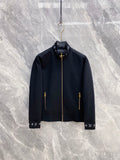 ZIP-UP BOMBER JACKET WITH KNIT TRIM