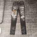 HEAVY DISTRESSED PATCHWORK SKINNY JEANS